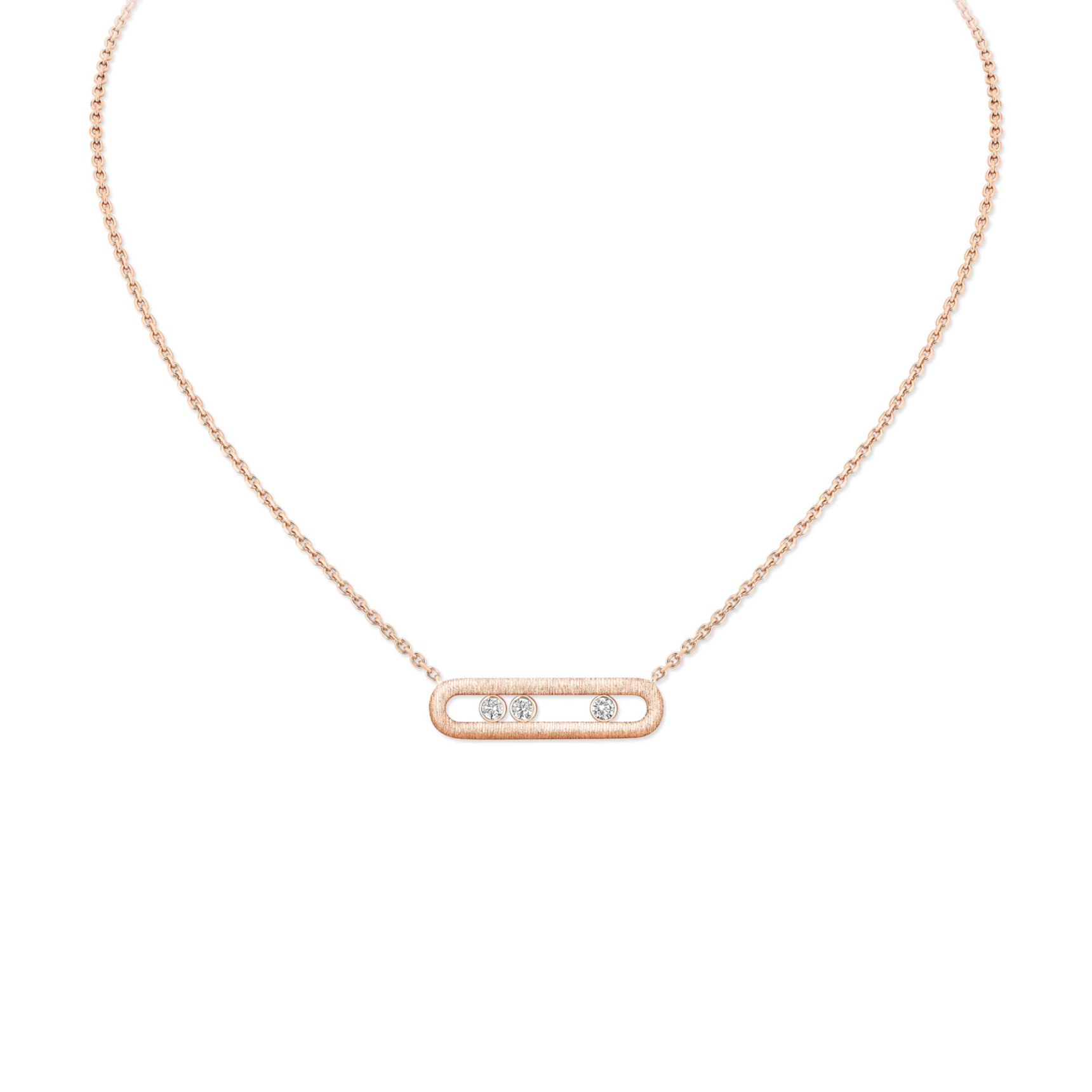 Mes1kaa move classique ciselÉ necklace pink gold d1am0nd necklace 14667-pg